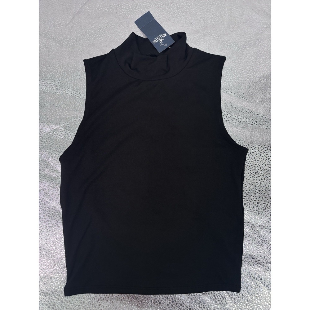 Hollister Womens XS Black Mock Neck Sleeveless Top Stretch NWT Must Have 0291